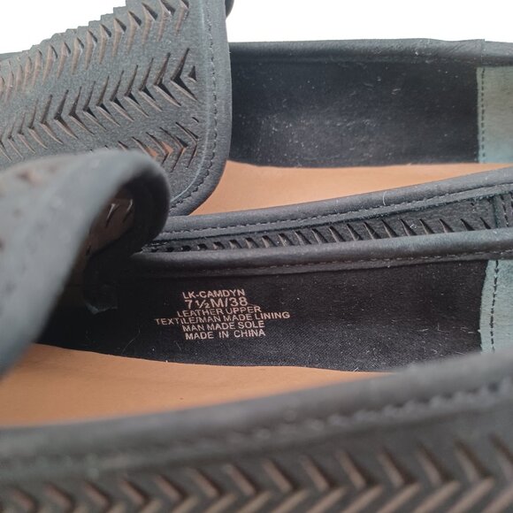 Lucky Brand Flats Black Camdyn Loafers Cut Out Leather Minimalist Womens 7.5 M - Picture 10 of 14